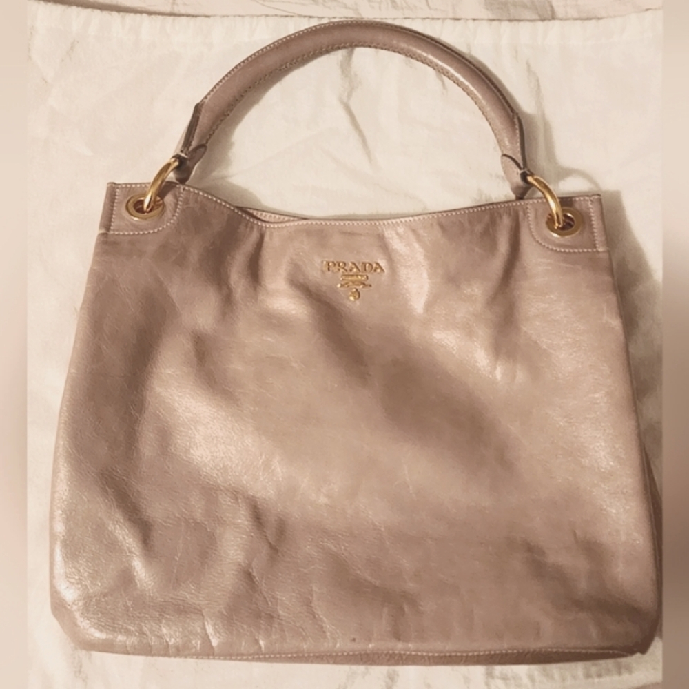 Authentic Prada cream color Leather shoulder bag